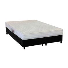 Cama Box Queen: Colchão Anatômico Herval Ag65 Frontier + Base Crc Suede Black(158X198)