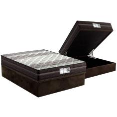 Cama Box Baú Casal: Colchão Molas Probel Prolastic Prodormir Palace + Base Crc Suede Brown(138X188)
