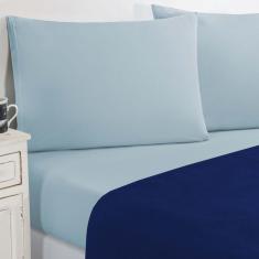 Jogo De Cama Malha Lençol 100% Algodão Gran Moratta 4 Peças Casal - Azul Royal-azul Bebê
