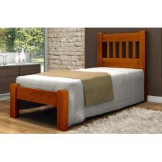 Cama de Solteiro Pérola de Madeira Maciça Angelim Pedra/Tauari - Cor M