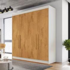 Guarda Roupa Solteiro 4 Portas 3 Gavetas - Nantes-off White-peroba - Móveis Europa