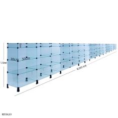 Balcão de Atendimento Modulado em Vidro com Porta Bijuterias - 8,00 x 1,10 x 0,30