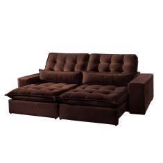 Sofá 3 Lugares Retrátil e Reclinável Bruna 2.30m Veludo Móveis Mix