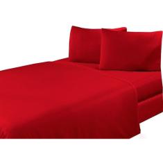 Jogo De Lençol Microfibra Casal Padrão 3 Peças Vermelho