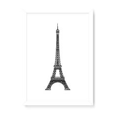 Arte Maníacos Quadro Decorativo Torre Fundo Branco - 23x16,25cm (Moldura em laca branca)