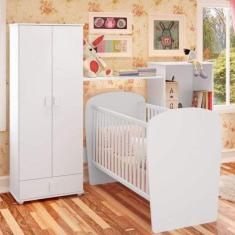 Guarda Roupa de Bebê 2 Portas 4 Gavetas Baixinho Branco
