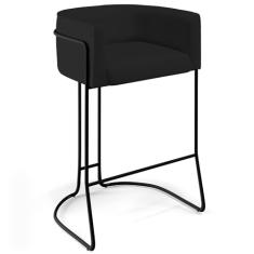 Banqueta Decorativa Fixa Base de Aço Preto Betina D02 Veludo Preto C-300 - Lyam Decor