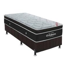 Cama Box Solteiro: Colchão Molas SuperPocket Ensacadas Ortobom  Elegant  + Base CRC Suede Black(88x188)