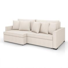 Sofá 3 Lugares Retrátil e Reclinável Rivera Linho Bouclé Cru 205 cm