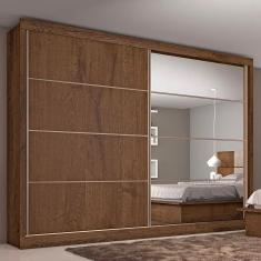 Guarda-Roupa Casal Mademarques Sevilha Flex com 228 cm Largura, 2 Portas, 6 Gavetas, 10 Prateleiras e Espelho