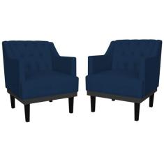 Kit 02 Poltronas Decorativa Clássica Base em Madeira Suede Cores - DS 