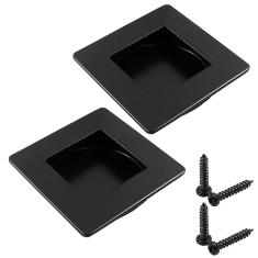 Waziaqoc Pacote com 2 puxadores de dedo deslizantes quadrados de 2 3/4 polegadas, puxadores de bolso embutidos de aço inoxidável, diâmetro interno de 2 3/8 polegadas com parafusos para porta de