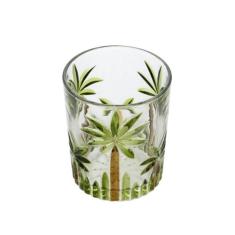 Conjunto 6 Copos de Cristal baixo decorado  Palm Tree Handpaint 340ml 