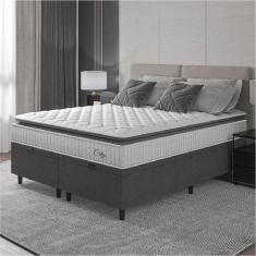 Cama Box Baú Colchão Casal King Molas Ensacadas City Pillow Top 193x20