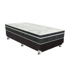 Cama Box Solteiro: Colchão Molas Bonnel Orthoflex Venezia + Base Crc Suede Black(88X188)