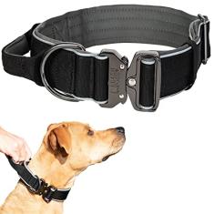 Coleira tática para cães Leashboss – Coleira para cães com alça ajustável militar K9 resistente com fivela de liberação rápida e alça - para treinamento