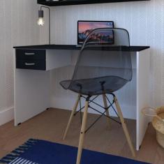 Escrivaninha Mesa Escritório 100cmx47cm 2 Gavetas 100cm Branca E Preto