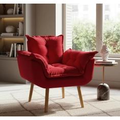 Poltrona Decorativa Linda Platinum Decor Vermelho