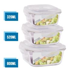 Conjunto 3 potes Quadrados Quadra Colection  Casa Linda