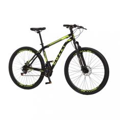 Bicicleta Athena Aro 29 21 Marchas Colli - Preto Fosco/Amarelo Neon