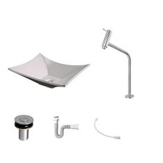 Kit Cuba L38 C/Torneira Link 1062 Metal + Válvula Click 1''B (2,6cm) + Sifão Pvc + Flexível, Compace, Bege