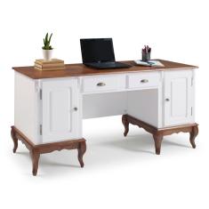 Escrivaninha Hannover com 2 Portas e 2 Gavetas Divisor de Ambiente 60813 Linz Moveis - Branco/Imbuia