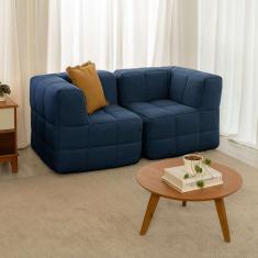 sofá guldi popup com 2 módulos canto linho azul