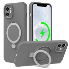 ZHK Capa de silicone líquido projetada para iPhone 11 com suporte magnético, [proteção precisa da lente da câmera][à prova de choque de grau mil] [forro de microfibra macio antiarranhões] Capa de