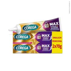 Corega Ultra Creme Fixador de Próteses Dentárias, Sem Sabor, Forte Fixação o Dia Todo, Kit 2 Unidades, 70g cada