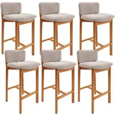 Kit 06 Banquetas Alta Para Cozinha Sala de Jantar Bar Dara L02 Bouclê 