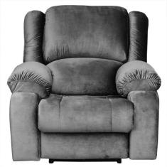 Poltrona do Papai Reclinável Elétrica Magnum Veludo Cinza - Gran Belo