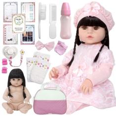 Boneca Reborn 100% Silicone Princesa Morena 20 Itens Bolsa - Cegonha R