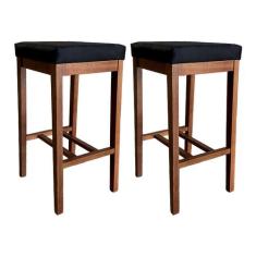 Kit 2 Banquetas Alta Bali para Bancada 74 Cm Madeira Maciça Castanho S