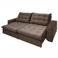 Sofá Retrátil e Reclinável 250 cm New Califórnia Veludo Marrom Chamby 