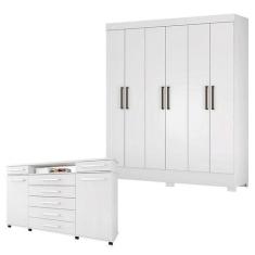 Cômoda London e Guarda Roupa Casal Verso Branco - Demóbile - Demobile