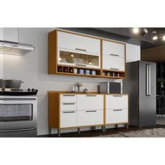 Cozinha Modulada Completa Syrah 4 Peças (2Aéreos+2Balcões) C4P04 Amendoa/Branco - Ronipa