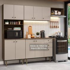 Armário De Cozinha Compacta 235cm Rustic/crema Gourmet Madesa Xc03 Rustic/crema