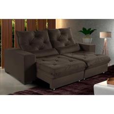 Sofá Retrátil e Reclinável 2,10m Suede Isis Terracota - Sofá Casa, Mar