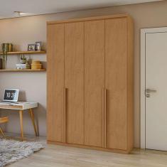 Guarda Roupa Solteiro Ambiente Alonzo 4 Portas Amêndoa Clean - Lopas