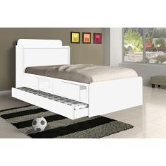 Cama Tamires Solteiro 0,88cm com Auxiliar Branco e Dois Colchões - Cam