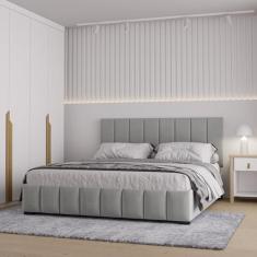 Cama com Cabeceira Queen Estofada Uvaia CabeCasa MadeiraOriginals - Ca