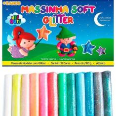 Massa de modelar massinha Soft com Glitter 12 Cores Uti Guti