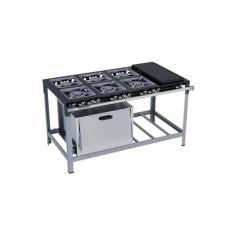Fogão Industrial 6 Bocas 30X30 Chapa e Forno Luxo Metalmaq