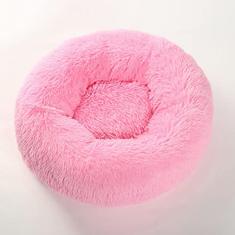 Cama calmante para cães e gatos, cama redonda lavável antiderrapante fofa de pelúcia falsa donut cama de gato para cães pequenos, médios e grandes - diâmetro inferior à prova d'água 47 cm