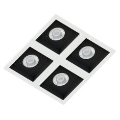Spot Quadruplo Embutir Quadrado Recuado Branco Fundo Preto Pa