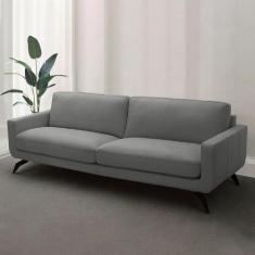 Sofá Decorativo Thalia 4 Lugares Sala de estar 270cm Pés em Aço Couro 