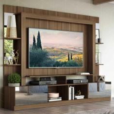 Rack Estante c/ Painel TV 65" e Espelho Oslo Multimóveis Madeirado
