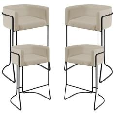 Kit 04 Banquetas Decorativas Fixa Base de Aço Preto Betina D02 Materia