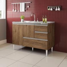 Balcão Para Pia De 1,20 Mt Maceió Com Gavetão Castanho