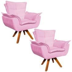 Poltrona Sala de Estar Giratória MM30 Kit 2 Opalla Suede - D'Rossi, Ro